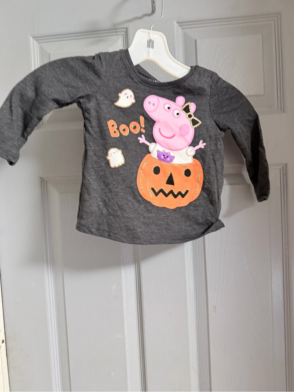 jumping beans Gray Long-Sleeve Peppa Pumpkin 'Boo' Tee